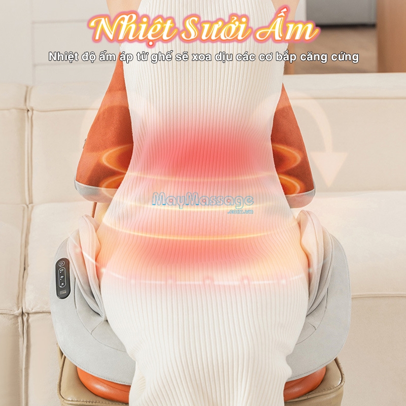 Nhiệt độ sưởi ấm của ghế sẽ xoa dịu các cơn đau cứng cơ