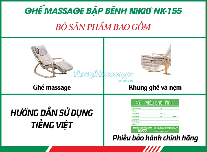 Bộ sản phẩm ghế massage bập bênh thư giãn Nhật Bản Nikio NK-155
