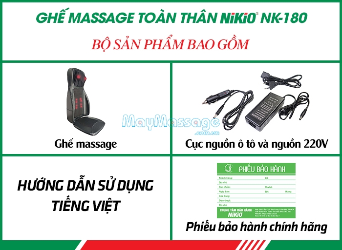 Bộ sản phẩm ghế massage toàn thân hồng ngoại Nhật Bản Nikio NK-180
