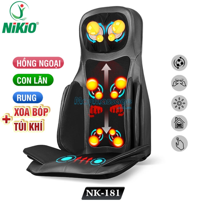 Ghế massage nhiệt hồng ngoại đấm bóp day ấn toàn thân Nikio NK-181  