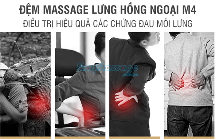 Đệm massage lưng rung nóng thảo dược YJ-M4