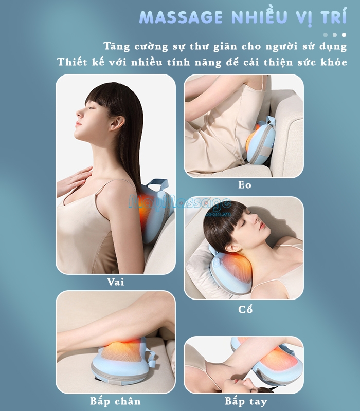 Gối massage hồng ngoại đa năng massage được nhiều vị trí Nikio NK-135DC