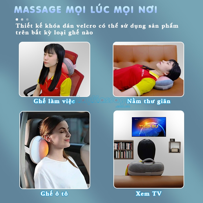 Gối massage hồng ngoại đa năng có thể sử dụng ở bấy kì loại ghế nào Nikio NK-135DC