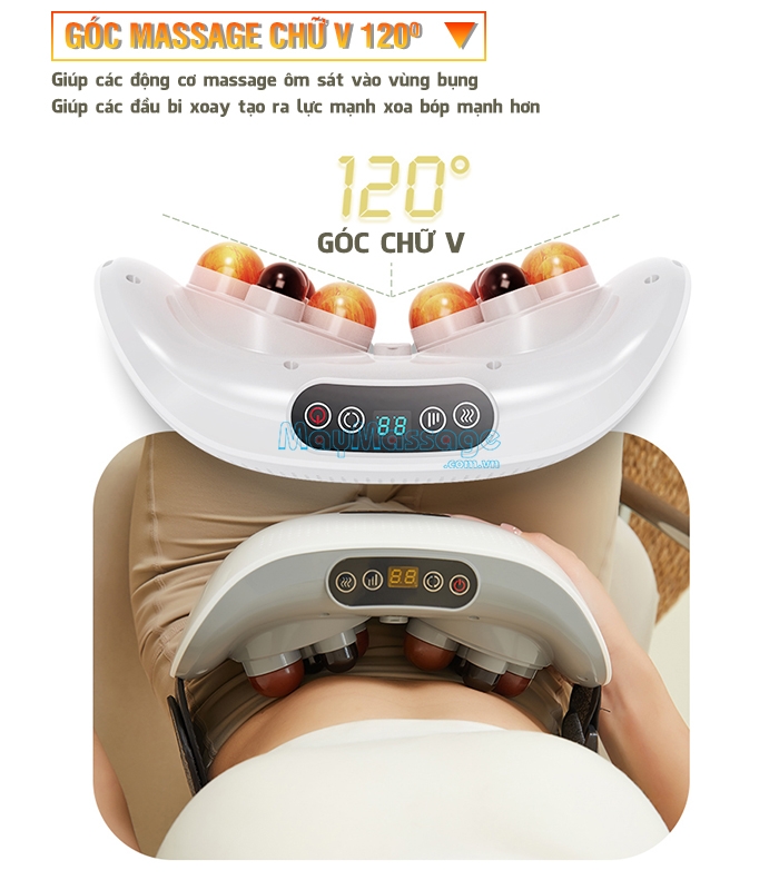 Máy massage bụng cao cấp góc massage chữ V 120 độ Nikio NK-166DC