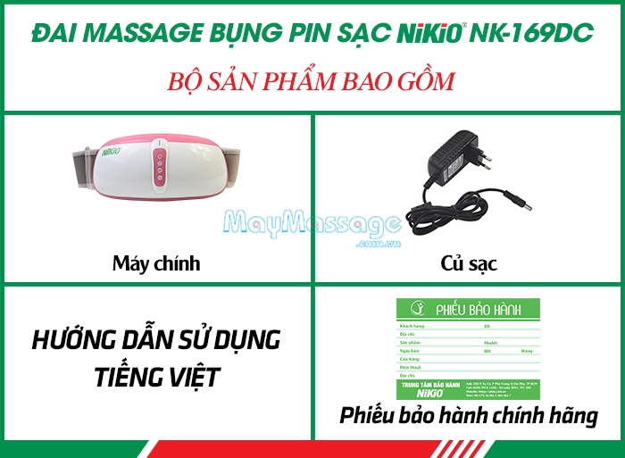 Bộ sản phẩm máy massage bụng rung lắc thế mới Nhật Bản Nikio NK-169DC