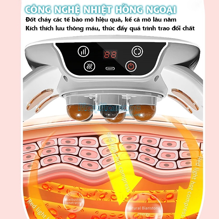 Máy massage bụng bi xoay không dây pin sạc công nghệ nhiệt hồng ngoại AL-TQ-118