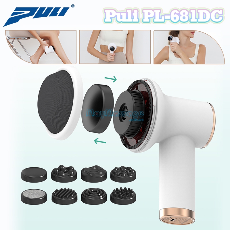 Puli PL-681DC trang bị 8 đầu massage khác nhau giúp người dùng lựa chọn được đầu mát xa phù hợp