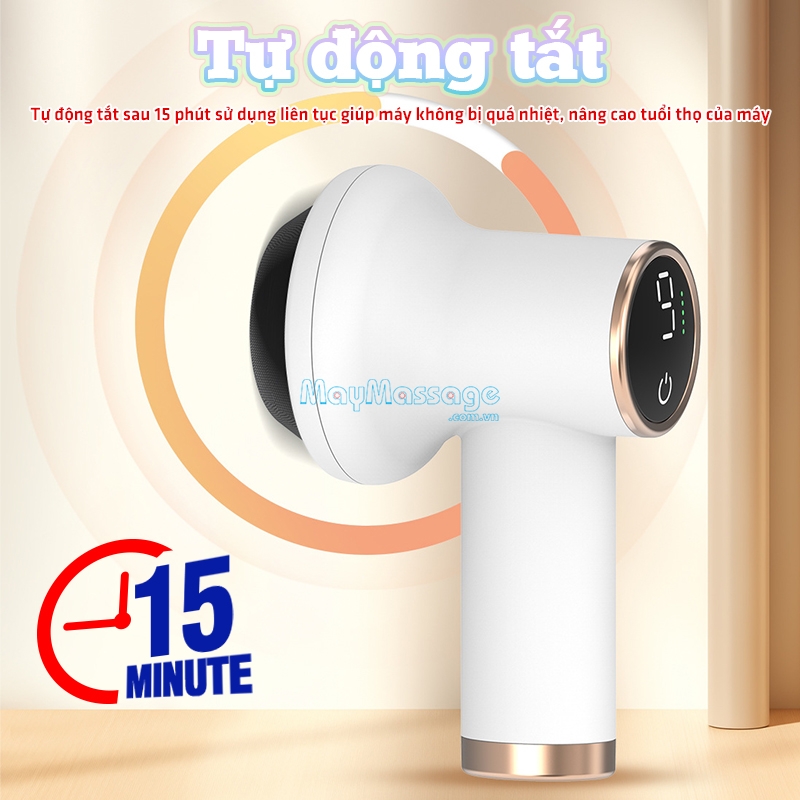 Máy massage cầm tay mini Puli PL-681DC được thiết kế tự động tắt sau 15 phút sử dụng liên tục