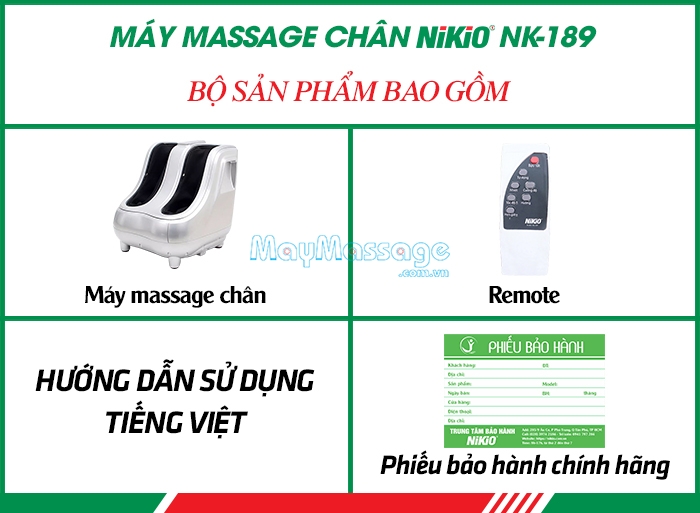 Bộ sản phẩm máy massage bàn chân và bắp chân nhiệt sưởi 4D Nikio NK-189