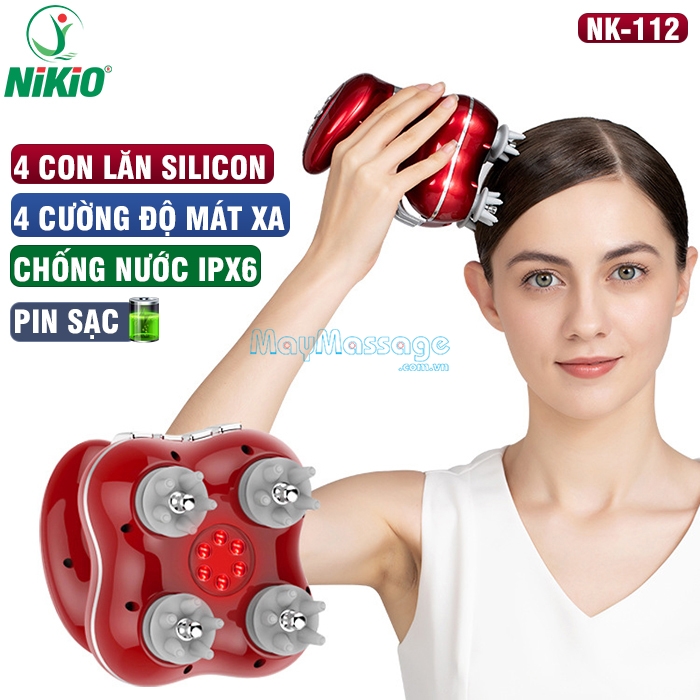 Máy massage đầu thư giãn Nikio NK-112 - Pin sạc