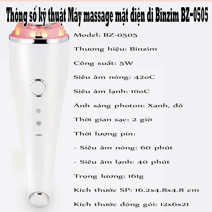 Máy massage mặt t nóng lạnh 2 đầu Binzim BZ-0505