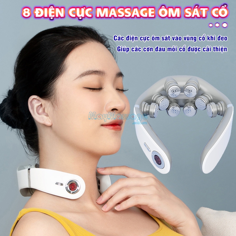 Máy massage cổ xung điện 8D với 8 điện cực massage ôm sát cổ Nikio NK-131