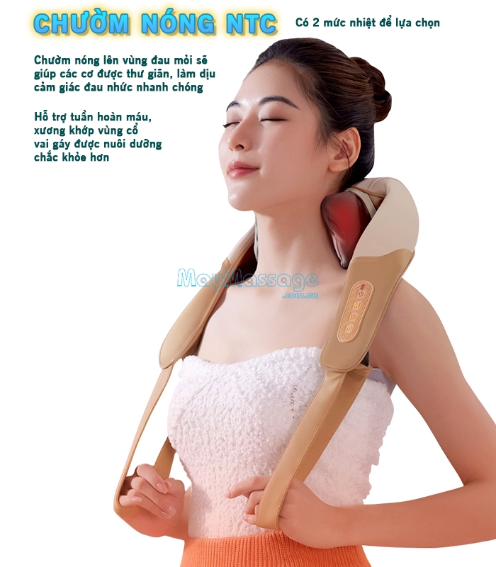 Máy massage cổ vai gáy tích hợp nhiệt sưởi ẩm cổ Nikio NK-139