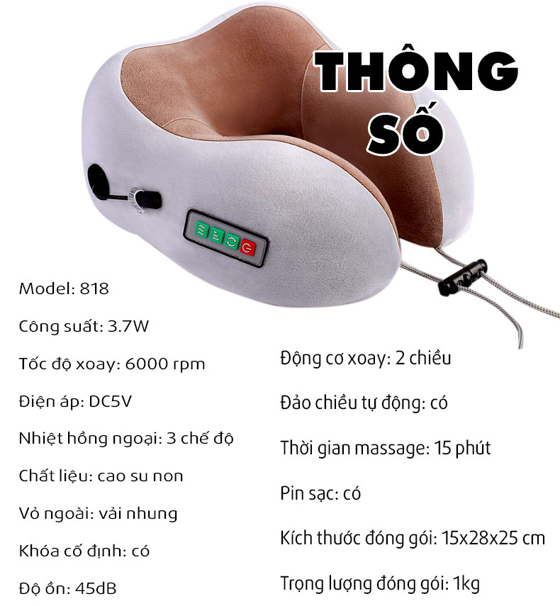 Gối ngủ massage điều trị đau mỏi cổ YJ-818