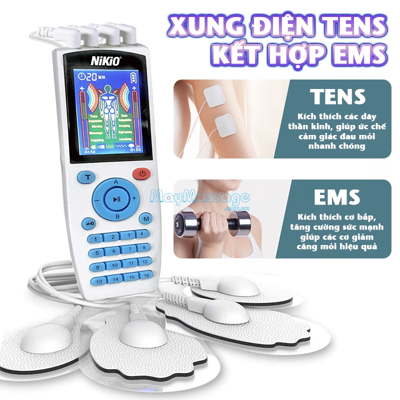 Máy massage xung điện Nikio NK-103A sử dụng xung điện TENS và EMS ngăn ngừa teo cơ