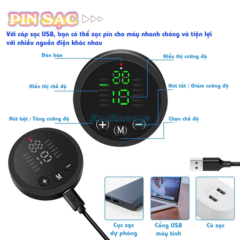 Nikio NK-106 sử dụng Pin sạc và cáp USB tiện lợi