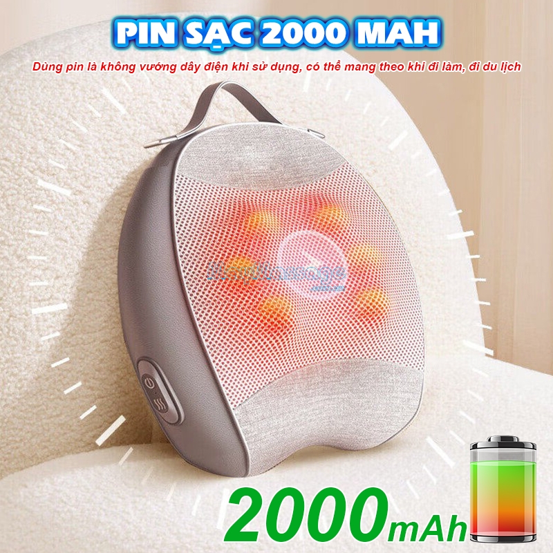 Gối massage hồng ngoại đa năng pin sạc Nikio NK-137 - Massaage cổ vai gáy, lưng, tay chân