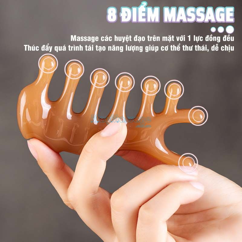 Lược massage đầu, chải cơ, ấn huyệt mũi, cổ vai gáy, thái dương Nikio NK-03C2 có 8 điểm massage