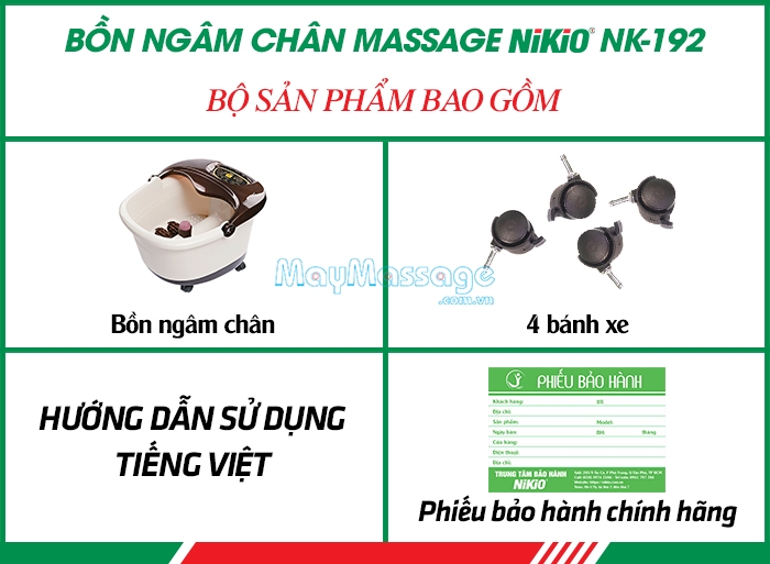 Bộ sản phẩm bồn ngâm chân massage hồng ngoại Nhật Bản Nikio NK-192