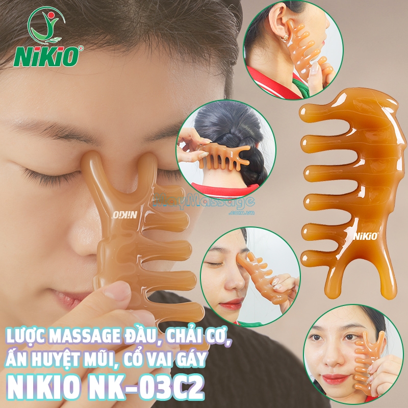 Dụng cụ cạo gió tại nhà Nikio NK-03C2 dùng để giãn cơ mặt, massage đầu, ấn huyệt mũi hiệu quả