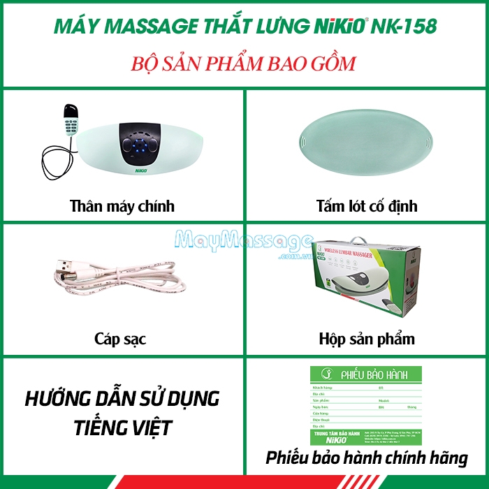 Hướng dẫn sử dụng máy massage thắt lưng và kéo giãn cột sống lưng pin sạc Nikio NK-158