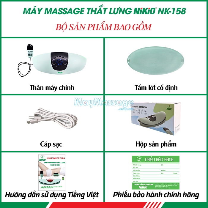 Hướng dẫn sử dụng m&aacute;y massage thắt lưng v&agrave; k&eacute;o gi&atilde;n cột sống lưng pin sạc Nikio NK-158