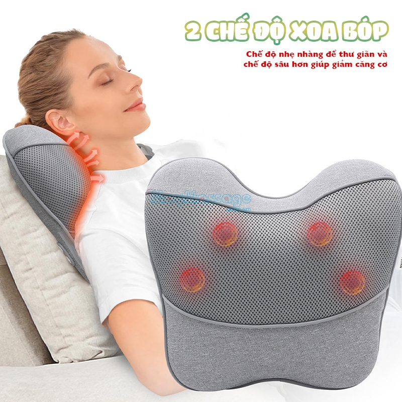 Gối massage nhiệt hồng ngoại Booster Boluojun ST-1203 được thiết kế 2 chế độ xoa bóp riêng biệt
