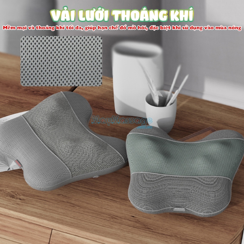 Gối massage nhiệt hồng ngoại Booster Boluojun ST-1203 thiết kế vải lưới thoáng khí mềm mại và thoáng khí tối đa