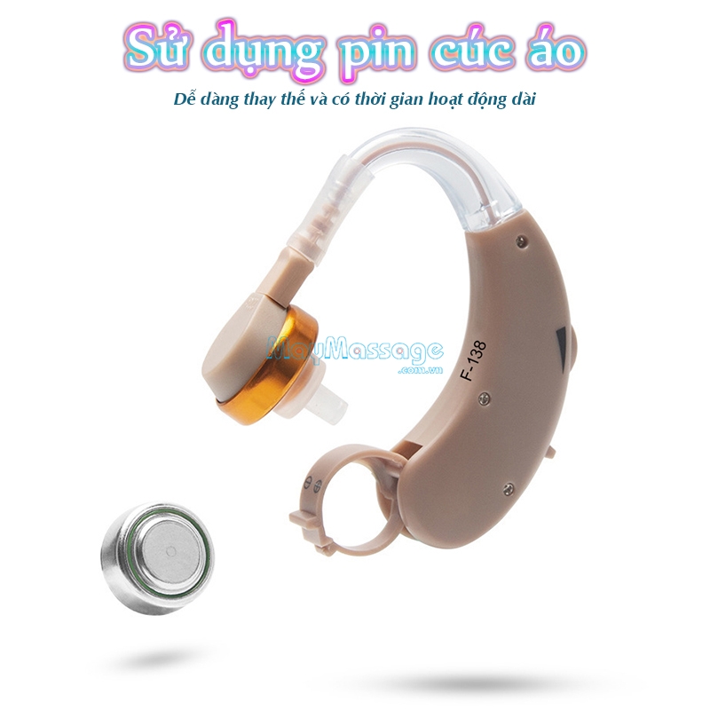 M&aacute;y trợ th&iacute;nh gi&aacute; rẻ kiểu v&ograve;ng sau tai Axon F-138 sử dụng pin c&uacute;c &aacute;o dễ d&agrave;ng thay thế
