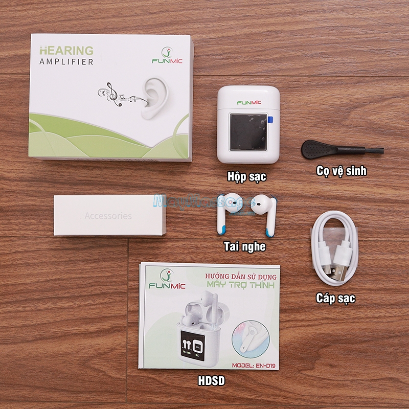 Tai nghe trợ th&iacute;nh kh&ocirc;ng d&acirc;y bộ phụ kiện FUNMIC EN-D19