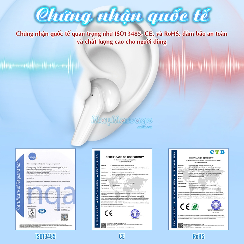Tai nghe trợ th&iacute;nh kh&ocirc;ng d&acirc;y chứng nhận quốc tế FUNMIC EN-D20