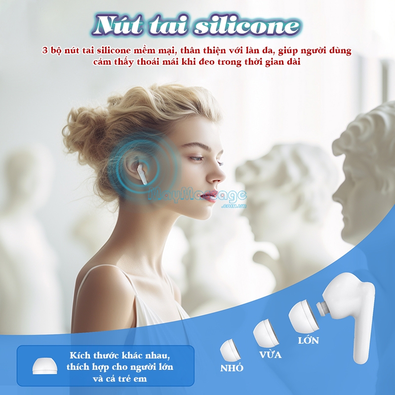 Tai nghe trợ th&iacute;nh kh&ocirc;ng d&acirc;y n&uacute;t tai silicone FUNMIC EN-D22