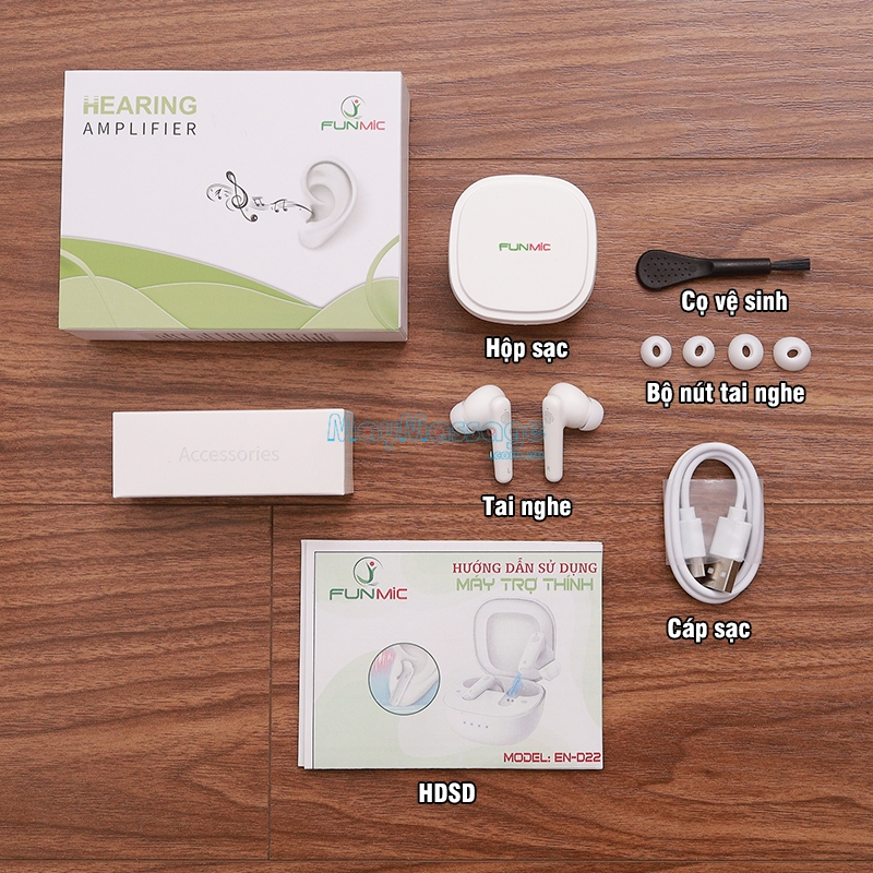 Tai nghe trợ th&iacute;nh kh&ocirc;ng d&acirc;y bộ phụ kiện FUNMIC EN-D22