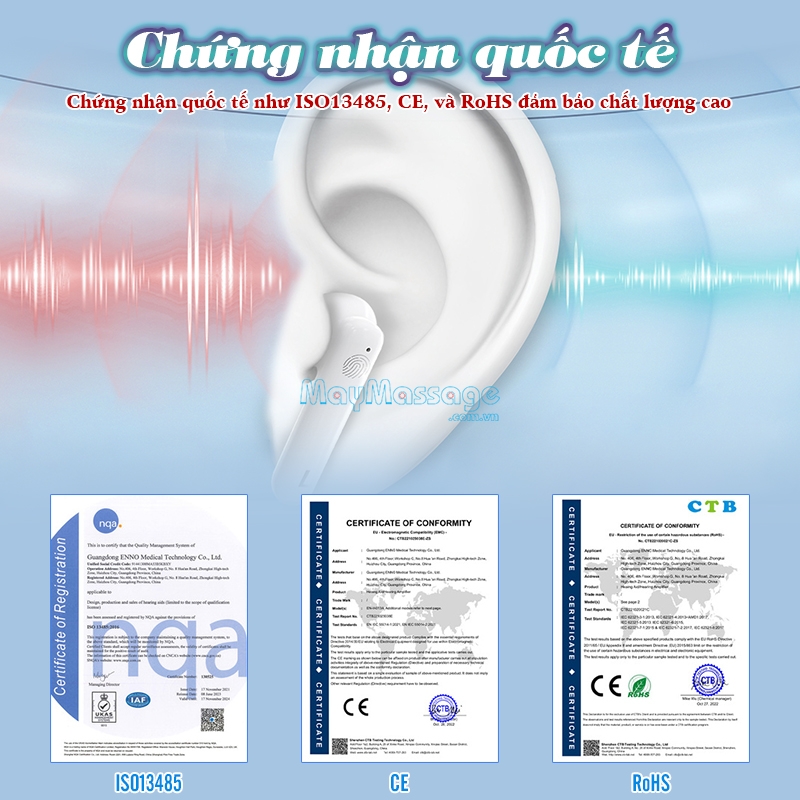 Tai nghe trợ th&iacute;nh kh&ocirc;ng d&acirc;y chứng nhận quốc tế FUNMIC EN-D22