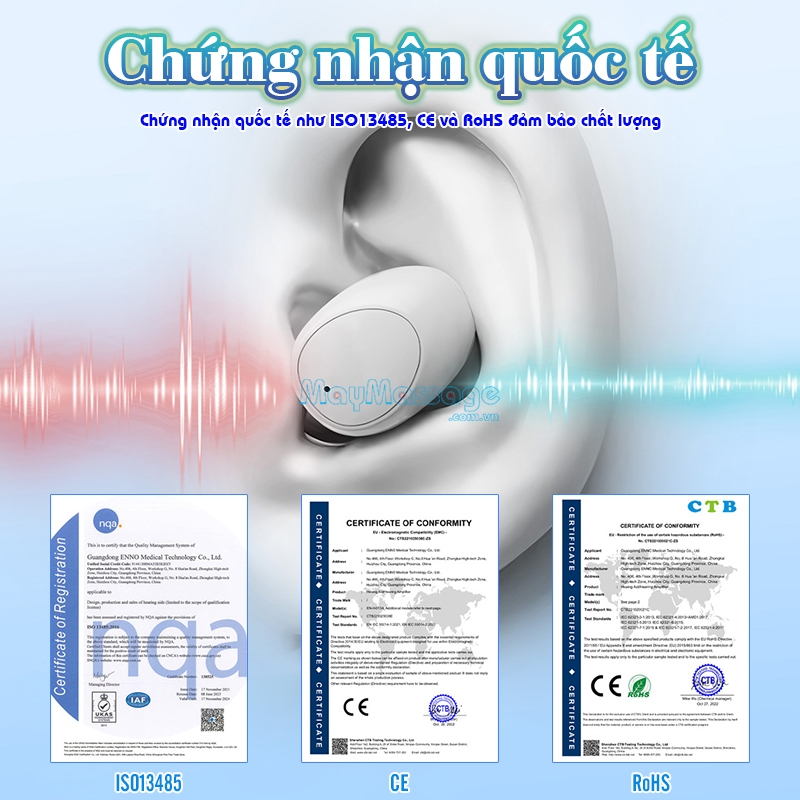 Tai nghe trợ th&iacute;nh kh&ocirc;ng d&acirc;y chứng nhận quốc tế FUNMIC EN-IA001A