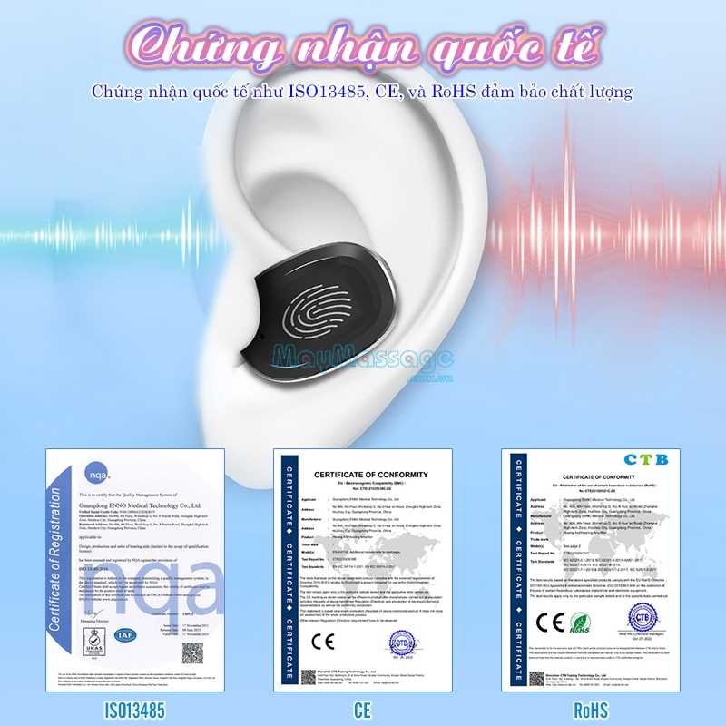 Tai nghe trợ th&iacute;nh kh&ocirc;ng d&acirc;y bộ chứng nhận quốc tế FUNMIC EN-IA006A