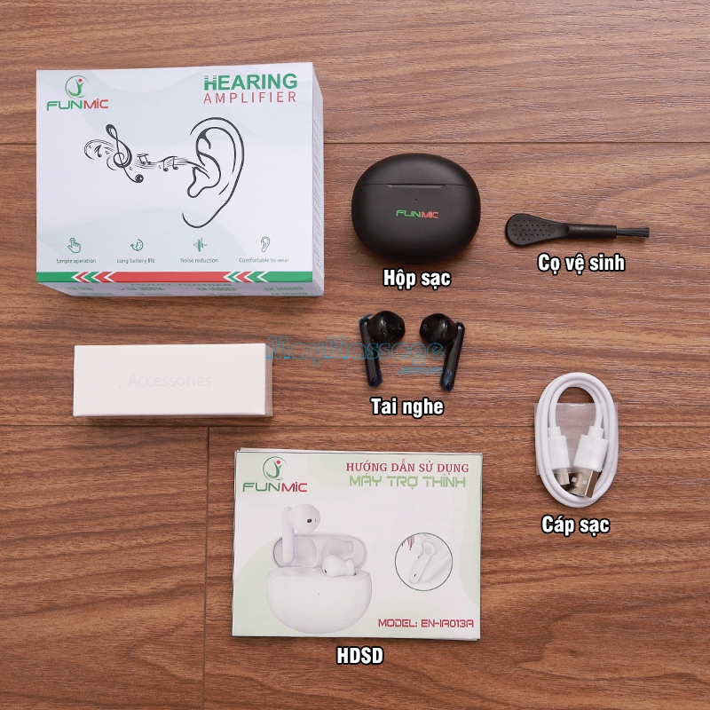 Tai nghe trợ th&iacute;nh kh&ocirc;ng d&acirc;y bộ phụ kiện FUNMIC EN-IA013