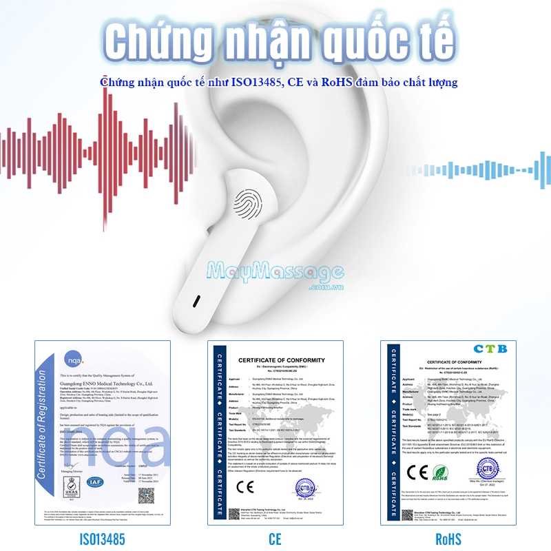 Tai nghe trợ th&iacute;nh kh&ocirc;ng d&acirc;y chứng nhận quốc tế FUNMIC EN-IA013A