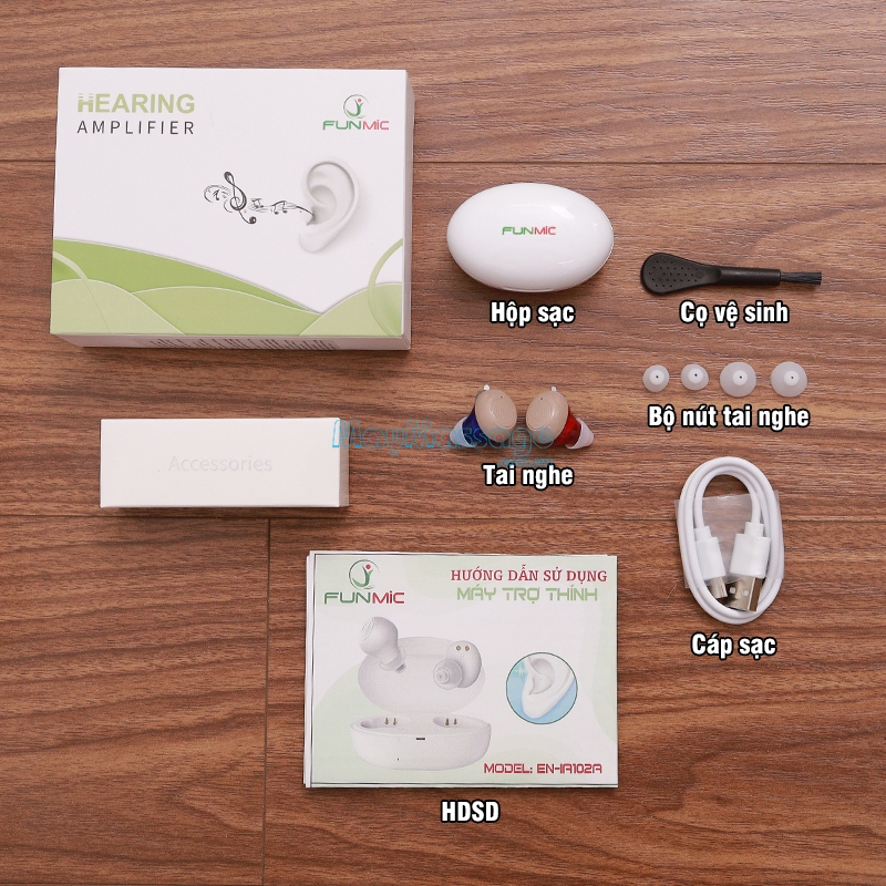 Tai nghe trợ th&iacute;nh kh&ocirc;ng d&acirc;y bộ phụ kiện FUNMIC EN-IA102A