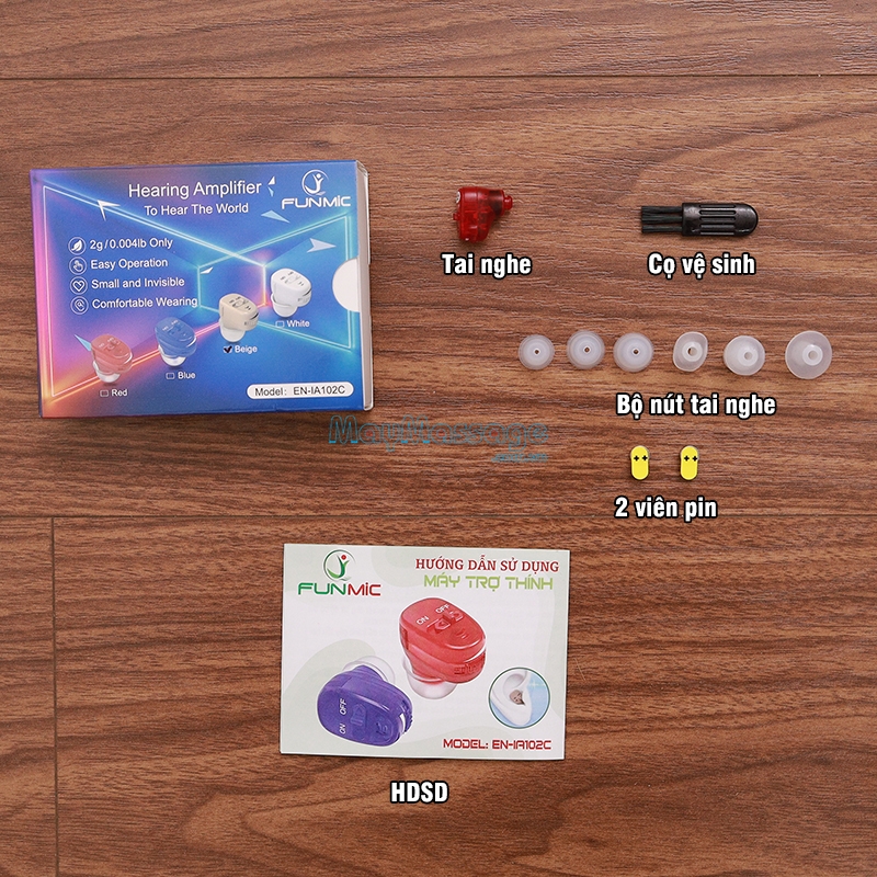 Tai nghe trợ th&iacute;nh kh&ocirc;ng d&acirc;y bộ phụ kiện FUNMIC EN-IA102C