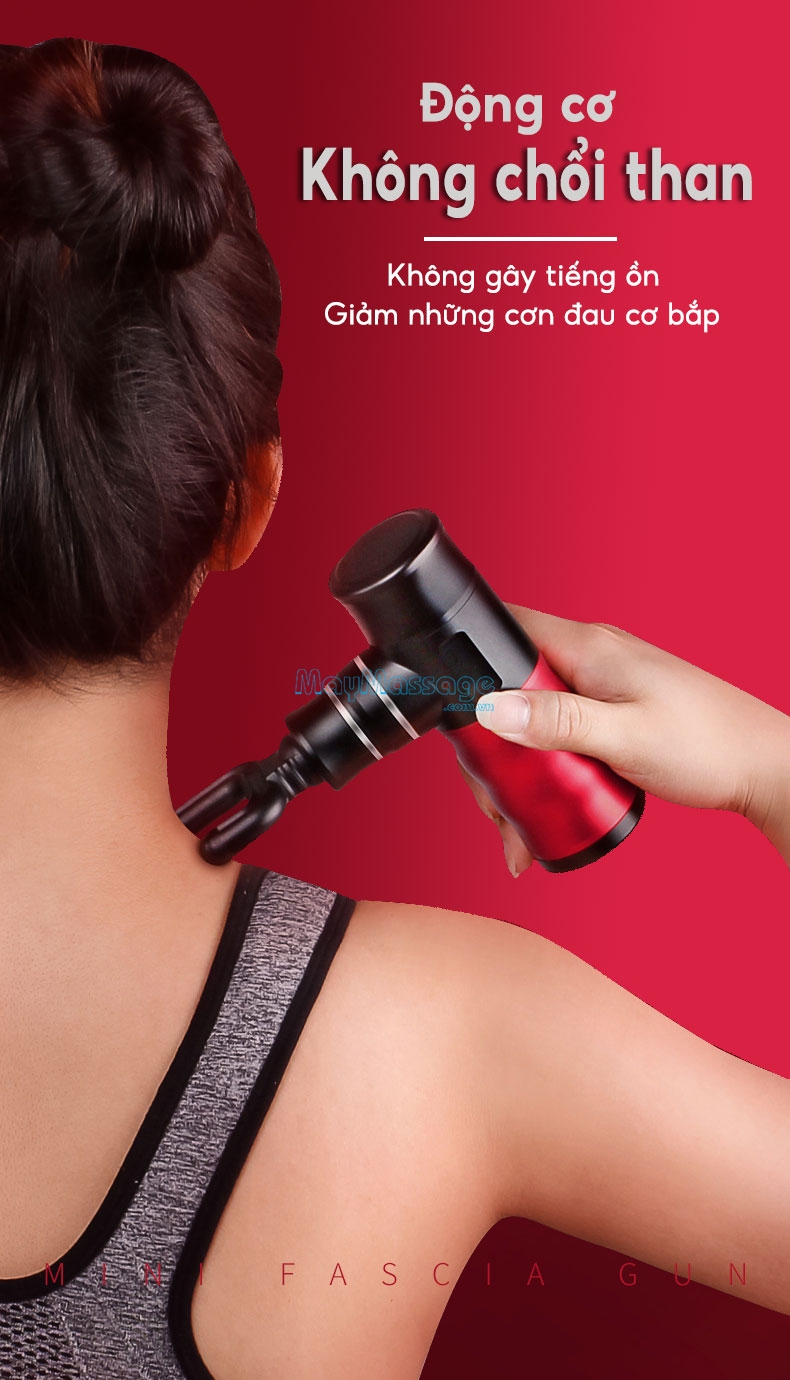 Súng massage cầm tay 4 đầu, 4 cường độ Mini Ming Zhen MZ-138G pin sạc công suất mạnh mẽ giảm đau nhức nhanh