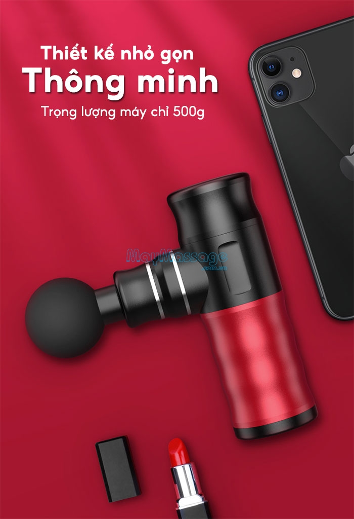 Súng massage cầm tay 4 đầu, 4 cường độ Mini Ming Zhen MZ-138G pin sạc thiết kế nhỏ gọn
