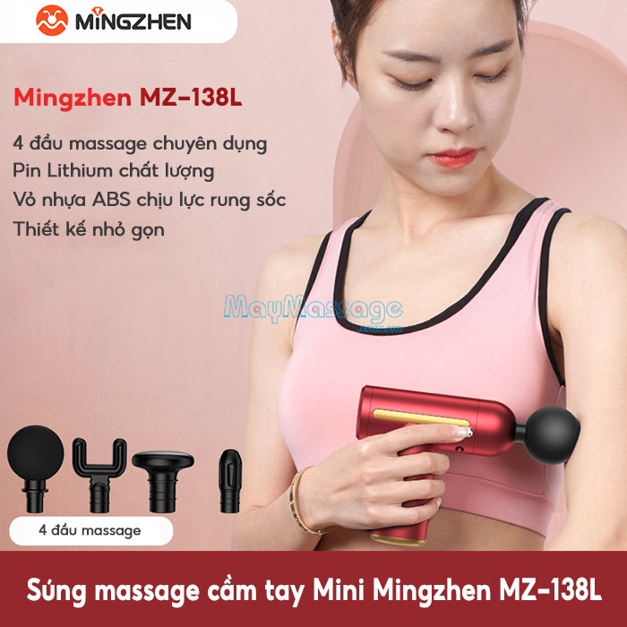 Súng massage cầm tay 6 tốc độ, 4 đầu Mini Ming Zhen MZ-138L