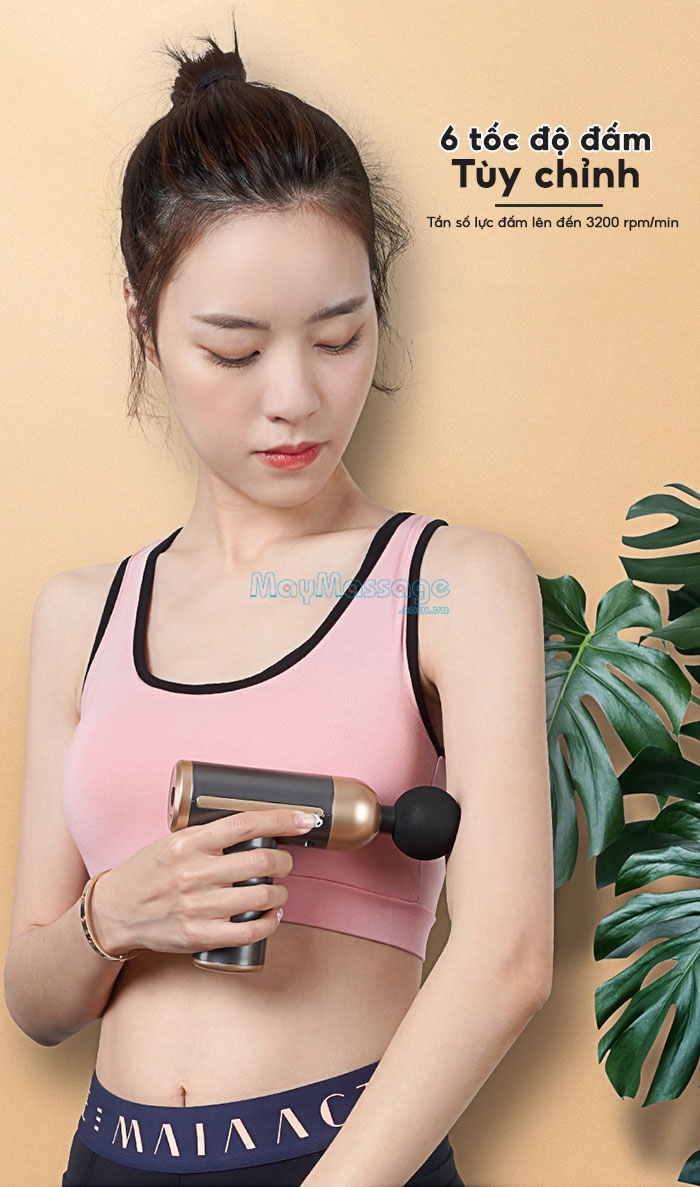 Súng massage cầm tay 6 chế độ tùy chỉnh, 4 đầu Mini Ming Zhen MZ-138L