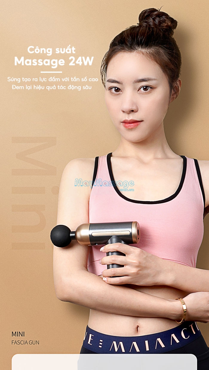 Súng massage cầm tay 6 tốc độ, 4 đầu Mini tùy chọn Ming Zhen MZ-138L