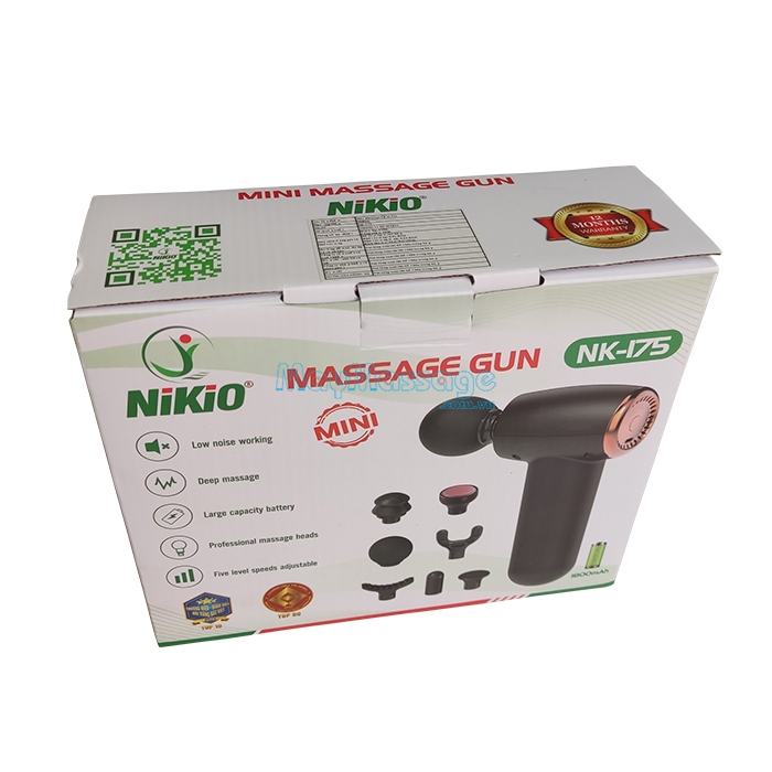 Súng massage cầm tay giãn cơ mini hộp màu mới  Nikio Nk-175
