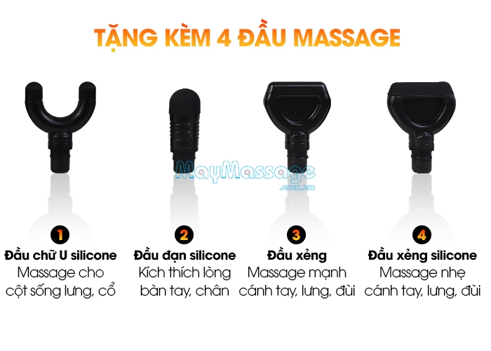 Súng massage giãn cơ tặng kèm 4 đầu massage Booster Mini V3