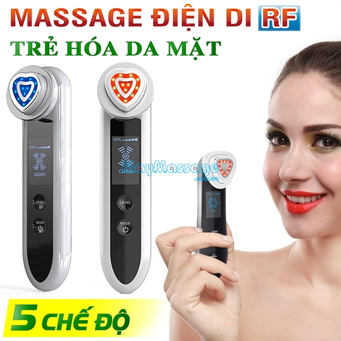 Máy massage chăm sóc da mặt D019 - 5in1 ánh sáng và nhiệt lạnh làm sáng da