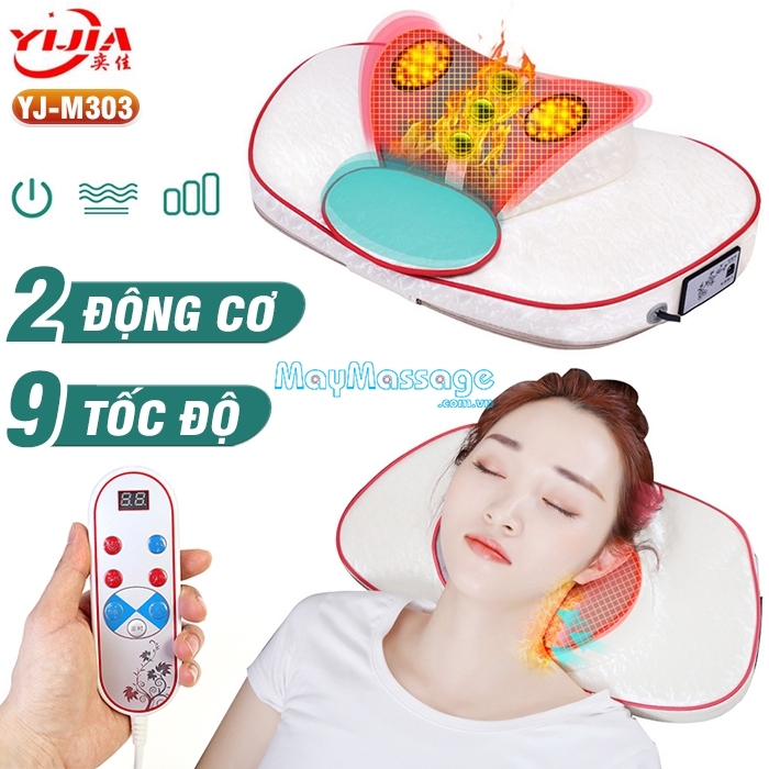 Gối massage chữa mất ngủ YAJIA YJ-303 thiết kế 3D với nhiều tính năng 