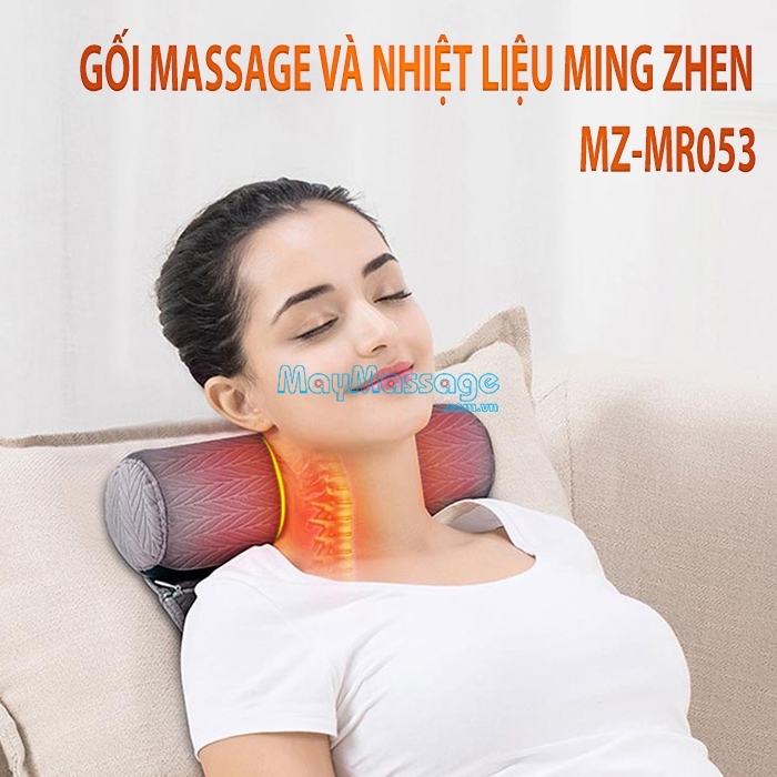 Gối massage Mingzhen MZ-MR053 mát xa cho người đau vai gáy vô cùng hiệu quả 